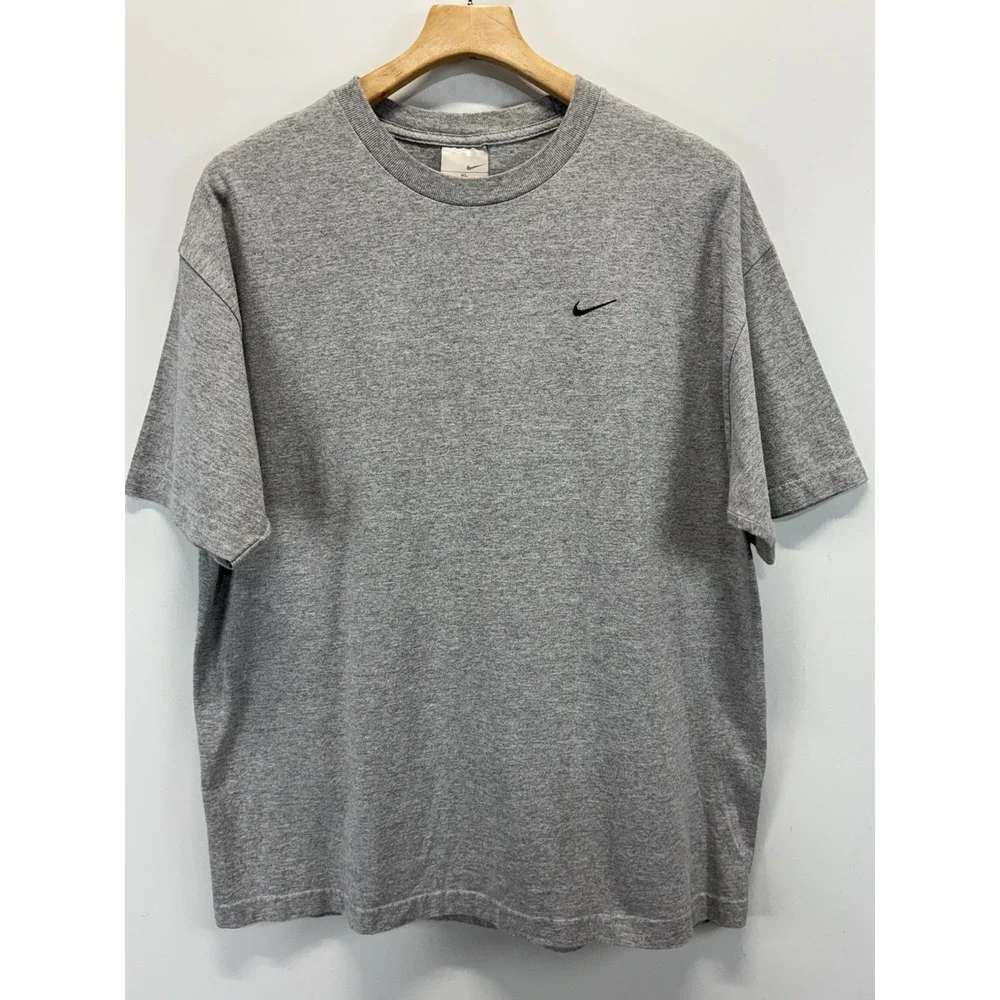 Vtg Y2K Nike Swoosh Tshirt Men's XL Grey Embroidered Classic Skater Grunge 90s